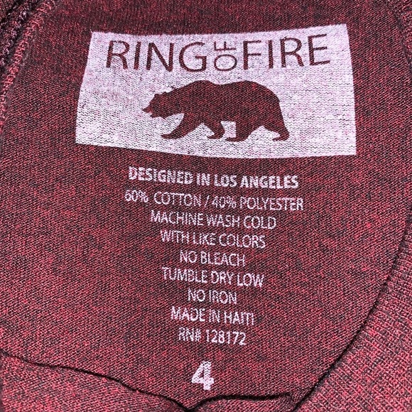 Ring of fire “papi chulo” T-shirt size 4 burgundy & black - Picture 3 of 3